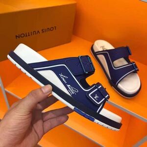 Men's Lv Slipper -Nevy white